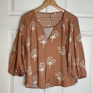 Dolan Brown Tree Print Blouse